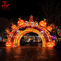 Arche de festival d'Halloween extérieure géante en soie, motif citrouille, crâne, chauve-souris, pour festival de la lumière