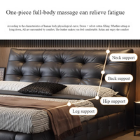 Lit Double Moderne de Luxe en Cuir Capitonnage Doux avec Rangement, Grande Taille, pour Adultes et Jeunes Filles