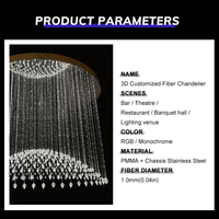 Lustre LED personnalisé en fibre optique PMMA à facettes en cristal pour hall d'hôtel, idéal pour les complexes hôteliers cinq étoiles