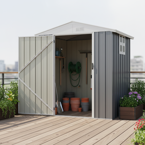 Caseta de Almacenamiento Multiusos para Jardín EG0604-H160-H, Caseta Metálica para Exteriores con Ventana, Caseta de Almacenamiento para Patio Trasero - Product Image 1