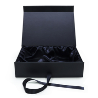 Boîte d'emballage de perruque de luxe personnalisée bande avec logo boîte de perruque pliable boîte de paquet noire d'extension de cheveux de perruque