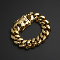 22mm en acier inoxydable plaqué or 18K Bracelet de chaîne à maillons cubains de luxe personnalisé Colliers pour hommes avec diamant Bijoux en argent