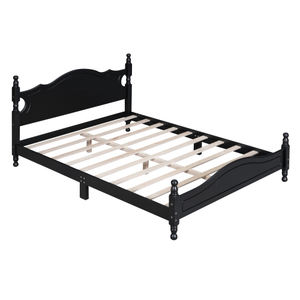Hot Sale Queen Size Wood <b>Platform</b> <b>Bed</b> <b>Frame</b>,Retro Style <b>Platform</b> <b>Bed</b> with Wooden Slat Support,Black - Product Image 4