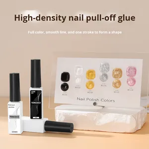 Nouveau produit : Vernis à ongles 6 couleurs avec gel de finition 10 ml, gel à fil doré et argenté haute densité brossé, fournitures pour nail art - Product Image 3