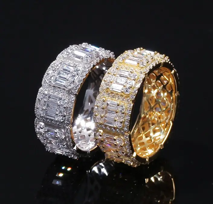 Pulseira de diamante baguete aaa, anel masculino, diamante, bagueta, casamento, moissanite, anel de diamante