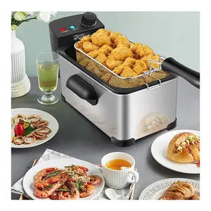 Friggitrici elettriche portatili da banco chip frier 3L timer in acciaio inox singolo olio friggitrici per ristorante pollo fritto