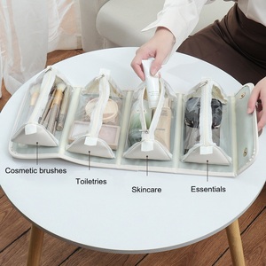 Sac de maquillage de <span class=keywords><strong>voyage</strong></span> 4 en 1, sac cosmétique enroulable pour femmes, pochette portable, trousse de toilette avec 4 organiseurs détachables - Product Image 3