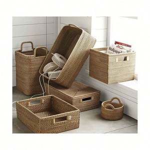 Cesta de Bicicleta Cuadrada de Ratán Hecha a Mano Más Barata al por Mayor, Cesta de Plantas de Ratán Tejida - Product Image 1