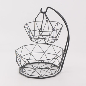 2 Tier Metal Fruit Basket Vegetables Basket Bowl Storage for Kitchen Counter Organizer