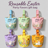Cadeaux de fête personnalisés, sacs à bonbons écologiques réutilisables, joyeuses fêtes de Pâques, panier en toile en forme de lapin pour les cadeaux des enfants