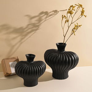 Vase en céramique à rayures verticales en forme de lanterne de vente chaude pour la décoration de la <span class=keywords><strong>maison</strong></span> - Product Image 3