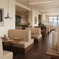 Meubles de restaurant modernes et personnalisés en bois, banquettes de café, chaises et table en cuir pour usage hôtelier