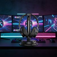 Casque de bureau 2.4G&BT, casque filaire USB avec suppression du bruit, casque de jeu pour joueurs