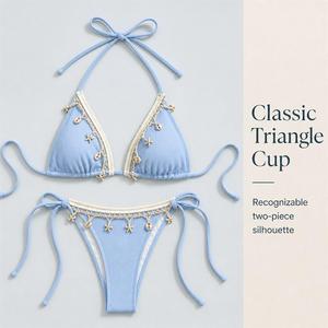 Bas de bikini côtelé personnalisé pour femme, maillot de bain pour les vacances à la plage et la piscine - Product Image 1