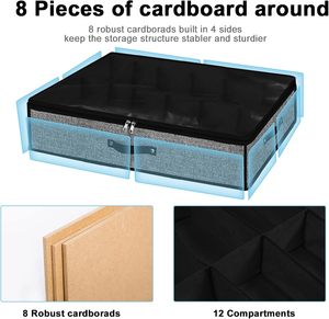 도매 저렴한 접이식 신발 큐브 보관함 침대 밑 신발 정리함 손잡이가 있는 수납함 2개 세트 - Product Image 5
