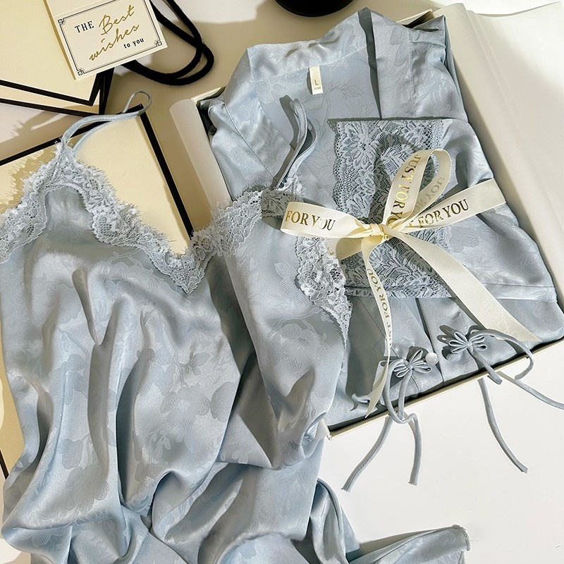 Nuova camicia da notte in stile cinese in blu