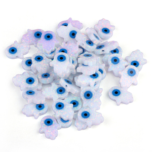 En Stock 11x13mm sintético OP17 blanco Hamsa azul <span class=keywords><strong>mal</strong></span> <span class=keywords><strong>de</strong></span> <span class=keywords><strong>ojo</strong></span> ópalo piedra <span class=keywords><strong>para</strong></span> la fabricación <span class=keywords><strong>de</strong></span> joyas - Product Image 3