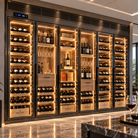 Réfrigérateur à vin intégré grande capacité avec porte vitrée personnalisée, température et humidité contrôlées, pour hôtel et villa