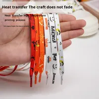 Cordones Planos Personalizados con Estampado de Dibujos Animados para Halloween, Venta al por Mayor, Runtong, 0.8 cm de Ancho, Poliéster, para Zapatillas Deportivas y Calzado Deportivo