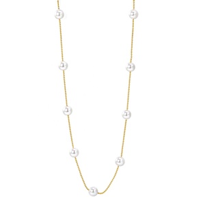 Collier ras du cou en acier inoxydable plaqué or 18 carats avec pendentif perle personnalisé, étanche, pour femme, vente en gros - Product Image 5