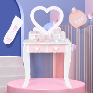 Table <span class=keywords><strong>de</strong></span> toilette en bois CPC CE pour enfants avec miroir en forme <span class=keywords><strong>de</strong></span> cœur, ensemble table <span class=keywords><strong>et</strong></span> chaise <span class=keywords><strong>de</strong></span> princesse pour filles - Product Image 1