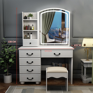 Table de maquillage en bois légère avec stockage intégré petits espaces nouvelle coiffeuse de commerce extérieur miroir <span class=keywords><strong>chambre</strong></span> salon - Product Image 5