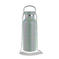 Bouteille d'eau isotherme de luxe BEAUCHY rose en acier inoxydable, avec couvercle PC et diamants, pour le camping
