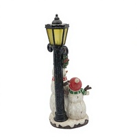 Figurine de poteau d'éclairage en résine avec couple de bonhommes de neige blancs lumineux, décorations de Noël LED avec duo d'oiseaux cardinaux, marque MSD, personnalisable, offre B2B