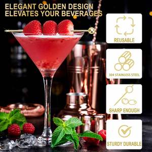 Piques à cocktail réutilisables en acier inoxydable de qualité supérieure pour bar à fruits et martinis - Product Image 3