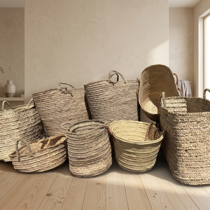 Cestas Naturales Hechas a Mano, Cesta de Paja con Dos Asas, Diseño Minimalista, Parte Superior Abierta, Decoración para el Hogar, Forro de Paja, Regalo de Año Nuevo Chino - Product Image 2