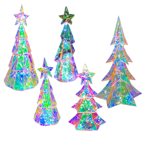 Ornements de Noël en PET prismatique irisé faits à la main, lumières écologiques, figurines de Noël de table, jouets - Product Image 5