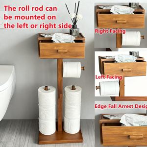 Moderno Soporte <span class=keywords><strong>de</strong></span> Papel Higiénico para Sala <span class=keywords><strong>de</strong></span> Estar con Estante, Soporte Multifuncional <span class=keywords><strong>de</strong></span> Madera para Rollos, Cajón <span class=keywords><strong>de</strong></span> Almacenamiento para Toallitas Húmedas - Product Image 4