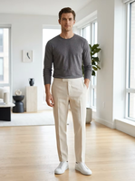 Pantalon de luxe 100 % chanvre pur pour homme – Coupe ajustée minimaliste, devant plat, taille semi-élastique – Mode durable