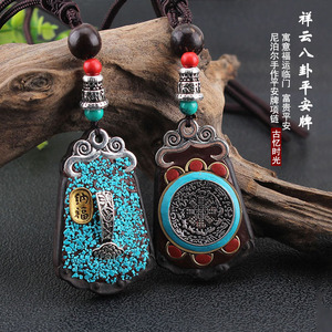 Collier à pendentif vintage en bois de santal et agate, bijoux religieux ajustables, cadeau souvenir pour femmes - Product Image 2