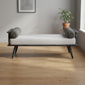 Modern Fabric Waiting Chair Upholstered Lounge <b>Bench</b> Wooden Frame Durable <b>Leisure</b> Seating for Hotel Lobby Reception Salon Bank - Product Image 3