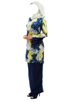 Baju Kurung décontracté pour femmes musulmanes, imprimé floral abstrait, manches évasées, tunique, jupe longue, sur mesure, ODM, OEM, vente en gros