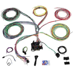 Universal 21 rangkaian kabel Harness Kit kabel ekstra panjang warna standar kawat 17 sekering untuk GM Chevy Mopar Hotrods Ford Chrysler