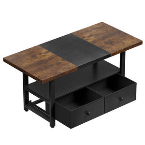 โต๊ะกาแฟไม้แบบมีลิ้นชัก2ชั้นโต๊ะค๊อกเทลขนาดเล็กสำหรับห้องนั่งเล่นตู้เสื้อผ้าดีไซน์แบบหมุนได้ - Product Image 1