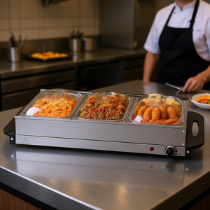 Silver Electric <b>Buffet</b> Server 25.6 X 15 Portable Stainless Steel <b>Chafing</b> <b>Dish</b> <b>Set</b> With Temp Control For Commercial Use - Product Image 2