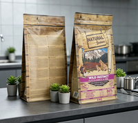 Sac d'emballage alimentaire pour animaux de compagnie (chiens et chats) en aluminium laminé, recyclable, à fond plat et fermeture éclair, personnalisable, très demandé