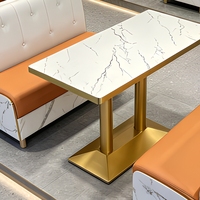 Ensemble de banquettes de luxe pour restaurant commercial, taille personnalisée, bancs rembourrés, table en pierre frittée pour bistro et salon de thé