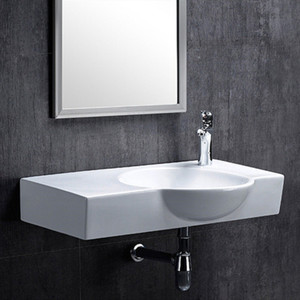 Wastafel kamar mandi keramik mangkuk wastafel gantung dinding Modern Mewah Satu buah baskom gantung dinding Euro - Product Image 2