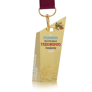 Plaques en laiton à ruban court, vente directe d'usine, médaillon personnalisé, Taekwondo - Product Image 2