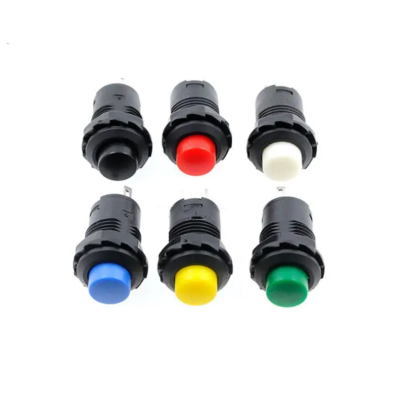 DS428 Rood 12Mm Ronde Hoorn 3A 125vac 1.5A 250vac Op Uit Schakelaar 2PIN Zelfsluitende Vergrendeling Plastic Momentary push Button Switches