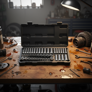 Juego de 46 piezas de llaves de vaso de 1/4 de pulgada, métricas y SAE, profundas, estándar, cromadas, de acero aleado Cr-V, kit de herramientas para mecánico - Product Image 2