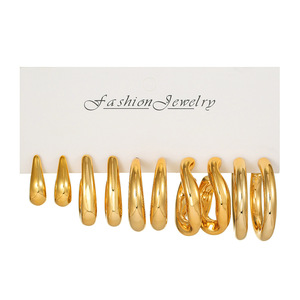 Joyería de Moda, Juego de Aretes Geométricos en Forma de C, Aleación de Zinc, Estilo Fiesta, Tono Plateado y Dorado - Product Image 5