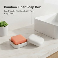 PAS DE PLASTIQUE fibre de bambou naturelle forme carrée barre de cuisine porte-savon étui avec couvercle salle de bain égouttoir pour voyage