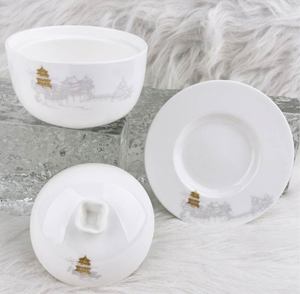 Vajilla de Porcelana China de Inspiración Antigua, Tazón de Cerámica Azul y Blanco Subesmaltado, Plato para Ensalada y Plato para Especias - Product Image 2