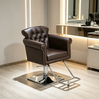 Chaise de barbier Woodenjoy Y16 de luxe moderne en cuir synthétique (style antique vintage) avec rotation à 360 degrés et pompe hydraulique – Offre Spéciale