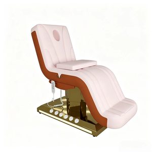 Pink Gold <b>Electric</b> Massage <b>Table</b> Salon Bed Upholstered Beauty Treatment Chair Adjustable Stainless Steel Base - Product Image 4